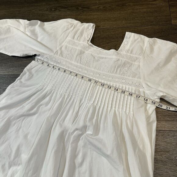 1 For U White Lace Women’s Nightgown Size M Prairie Cottagecore Eyelet Dress - Picture 6 of 8